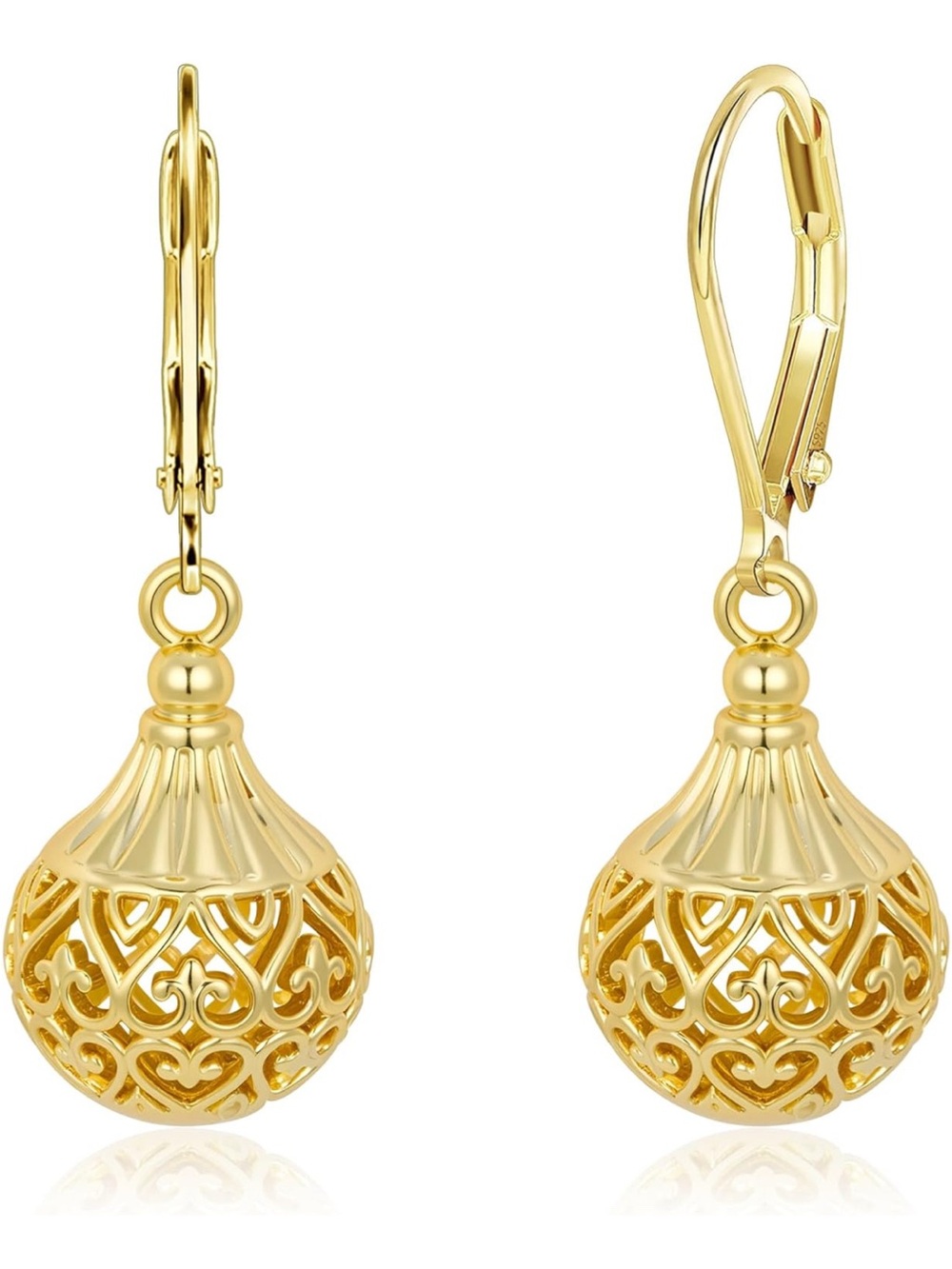 New! 14k Gold plated 925 Sterling Silver Vintage Filigree Drop Earrings - Picture 2 of 6